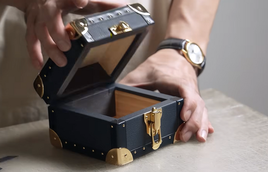 Coffret Vintage Luxe - Cuir Marine & Laiton