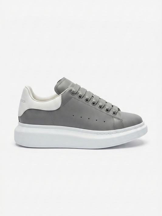 Sneakers Grises Plateforme Cuir - Chaussures Homme Oversized
