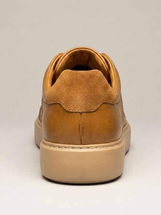 Sneakers Camel Cuir Croco - Chaussures Homme Casual Chic