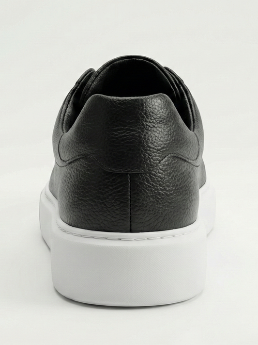 Sneakers Noires Cuir Slip-On - Chaussures Homme Casual